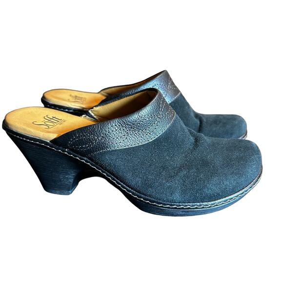 Sofft Octavia black suede and Leather clogs mules size 7 comfortable - Picture 1 of 10